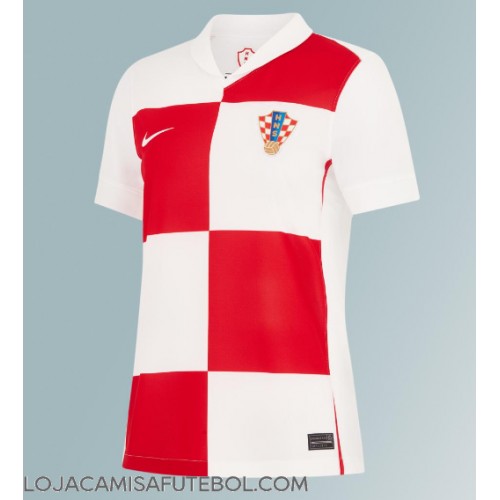 Camisa de Futebol Croácia Equipamento Principal Mulheres Europeu 2024 Manga Curta